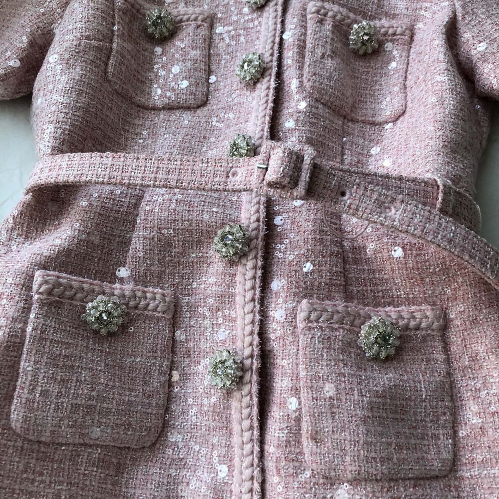 Self-Portrait Pink Boucle Midi Dress - Picture 8 of 13